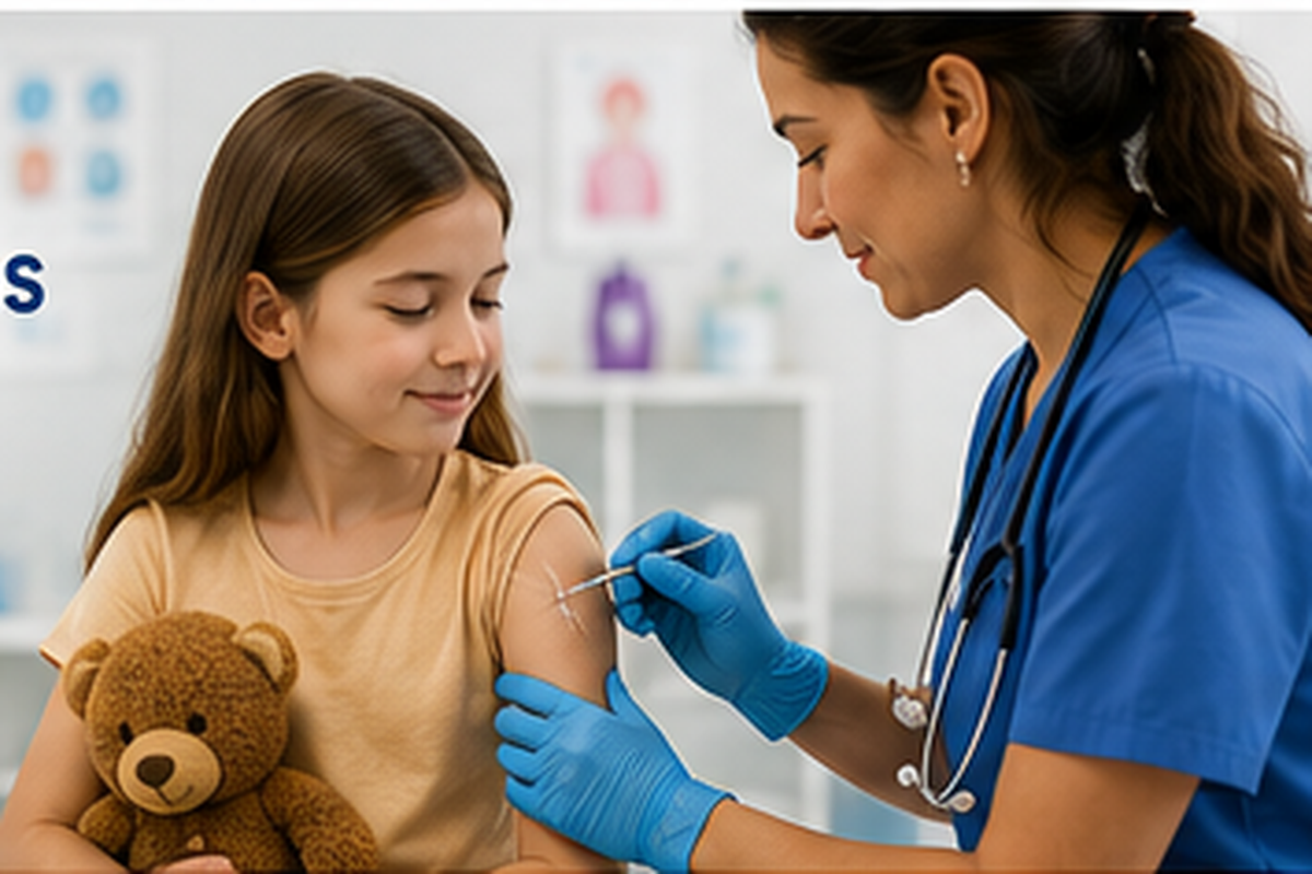 Healthcare professional administering a routine immunization