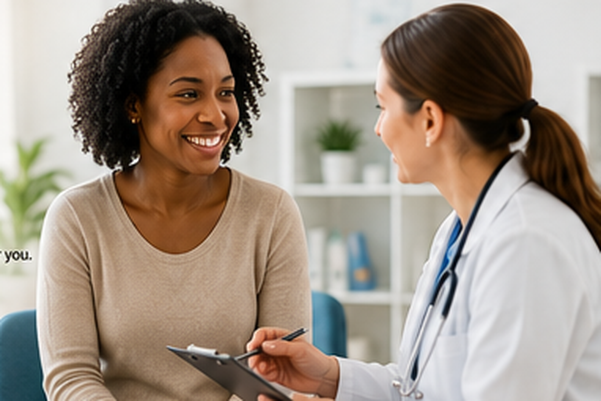Patient meeting with a healthcare provider during a routine wellness exam